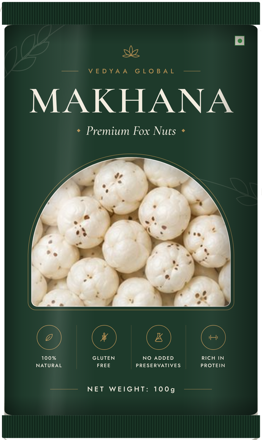 Vedyaa Global Makhana 100 g pouch, front